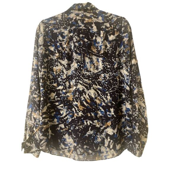 CAbi Starry Night print ruffle blouse style # 3066 Small - Picture 3 of 5